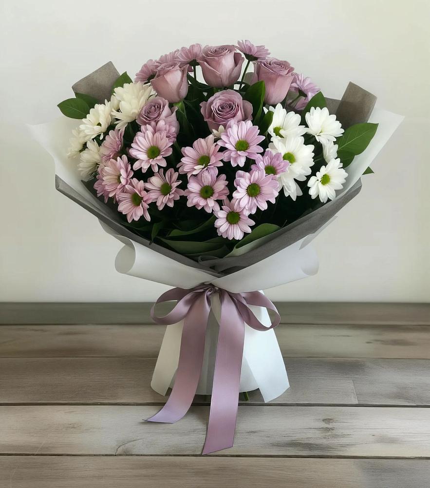 Букет цветов из: Хризантемы и Розы в Новая Заимка