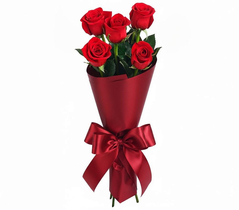Букет 5 Красных роз Эдлесс Лав в Новая Заимка