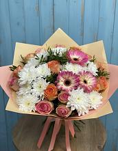 Букет цветов из:  Розы, Герберы и Хризантемы в Новая Заимка