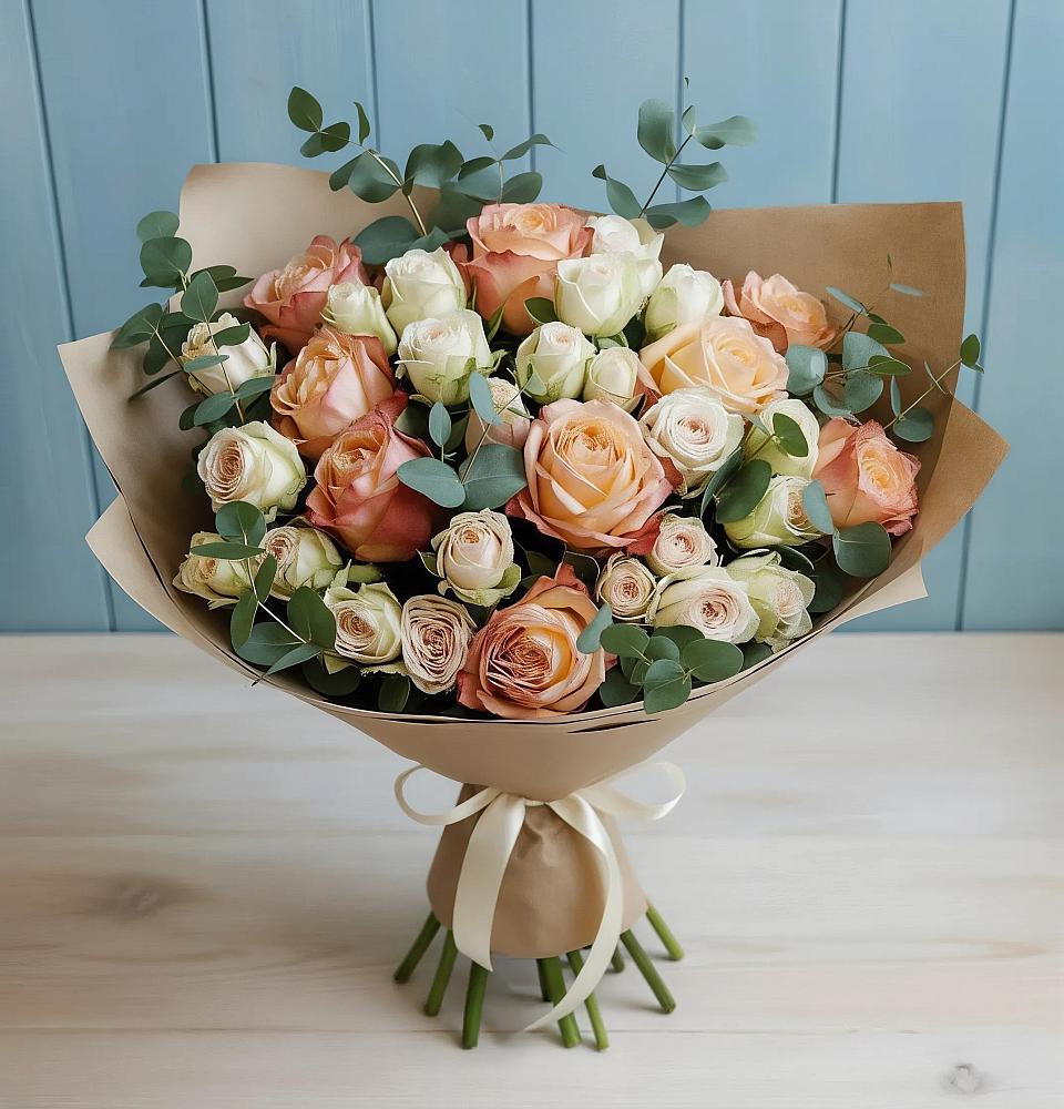 Букет цветов из: Альстромерии и Розы в Новая Заимка