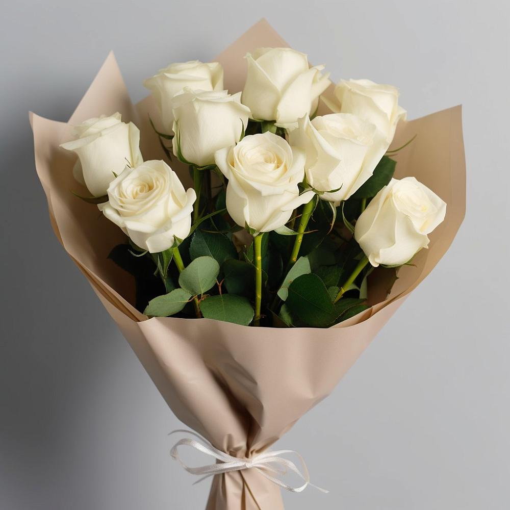 Букет 9 Белых роз Эдлесс Лав в Новая Заимка