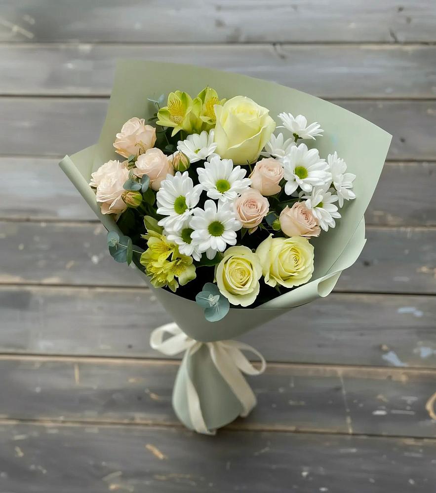 Букет цветов из: Альстромерии, Розы и Хризантемы в Новая Заимка