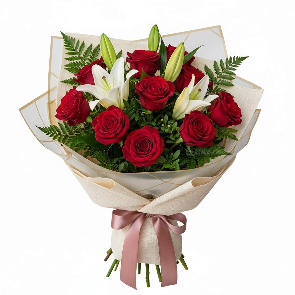 Букет цветов из: Лилии и Розы в Новая Заимка