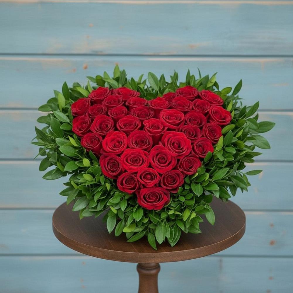 Цветочная композиция из Розы в виде сердца в Новая Заимка