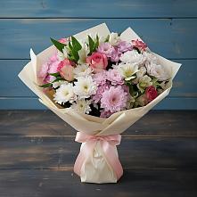 Букет цветов из:  Хризантемы, Альстромерии и Розы #REPLACE_PRED# Новая Заимка