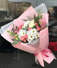 Букет цветов из:  Розы, Лизиантусы и Хризантемы в Новая Заимка