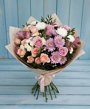 Букет цветов из:  Хризантемы, Розы и Альстромерии в Новая Заимка