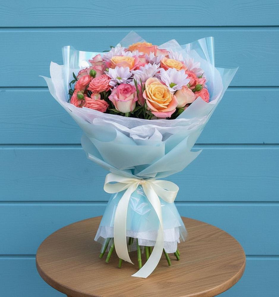 Букет цветов из: Хризантемы и Розы в Новая Заимка