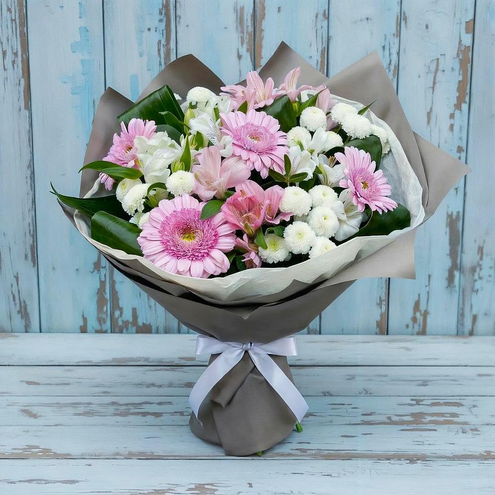 Букет цветов из: Герберы, Альстромерии и Хризантемы в Новая Заимка
