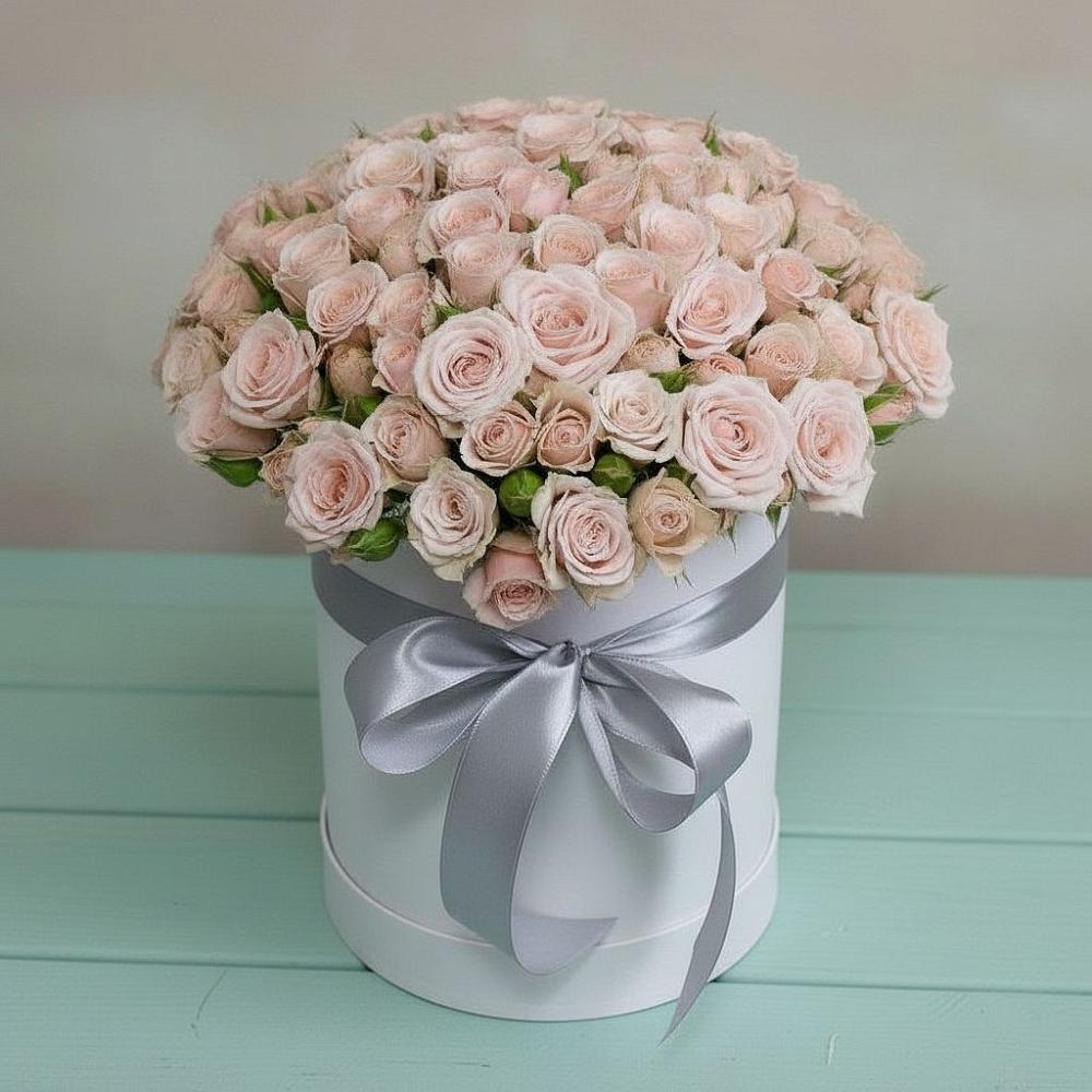 Цветочная композиция из Розы в шляпной коробке в Новая Заимка